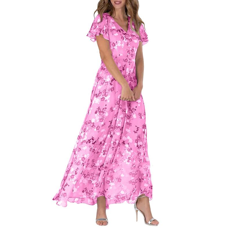 Maxi-jurk met vlindermouwen en bloemmotief - Floral