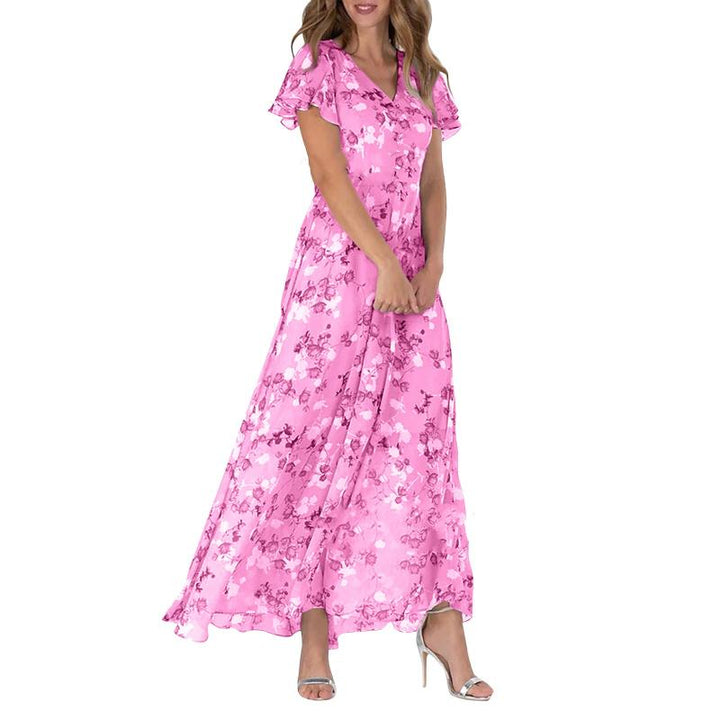 Maxi-jurk met vlindermouwen en bloemmotief - Floral