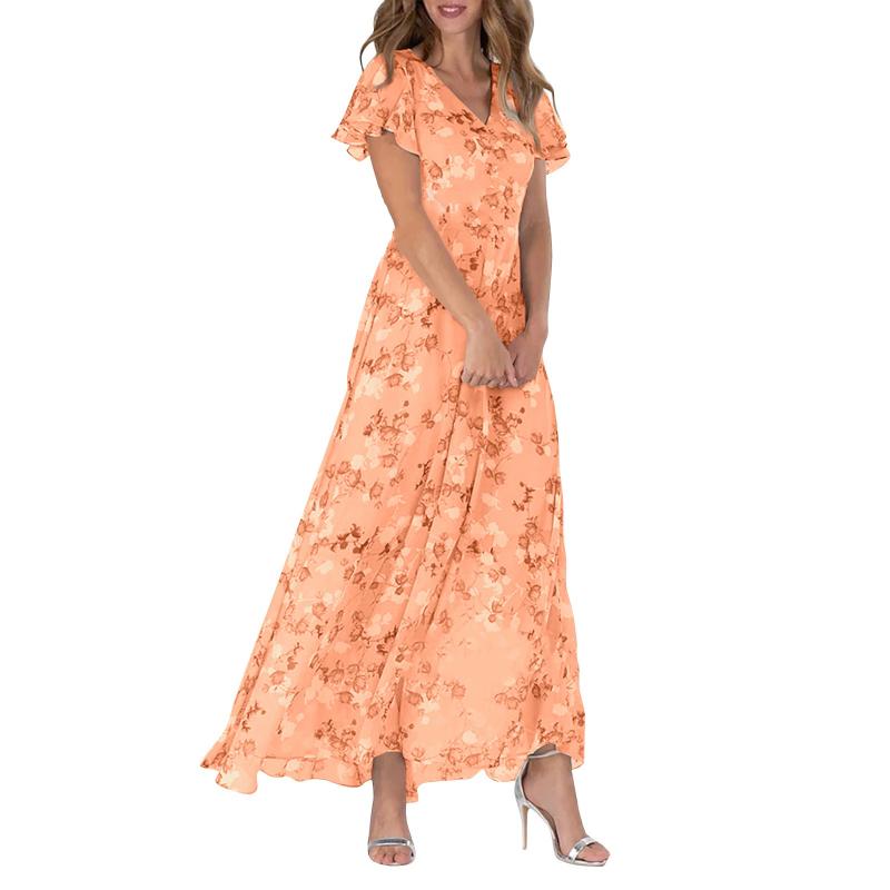 Maxi-jurk met vlindermouwen en bloemmotief - Floral