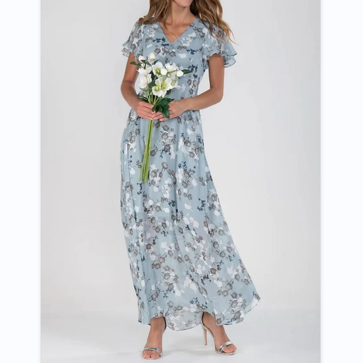 Maxi-jurk met vlindermouwen en bloemmotief - Floral