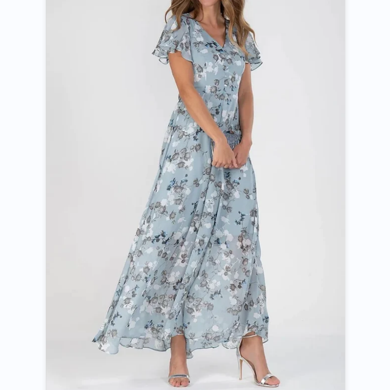 Maxi-jurk met vlindermouwen en bloemmotief - Floral